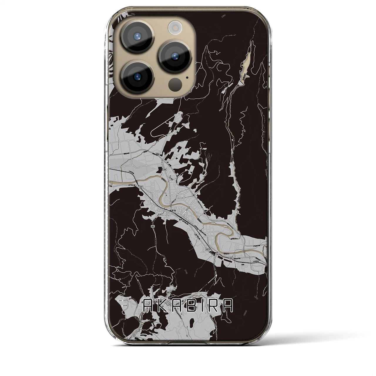 【赤平】地図柄iPhoneケース（クリアタイプ・モノトーン）iPhone 14 Pro Max 用