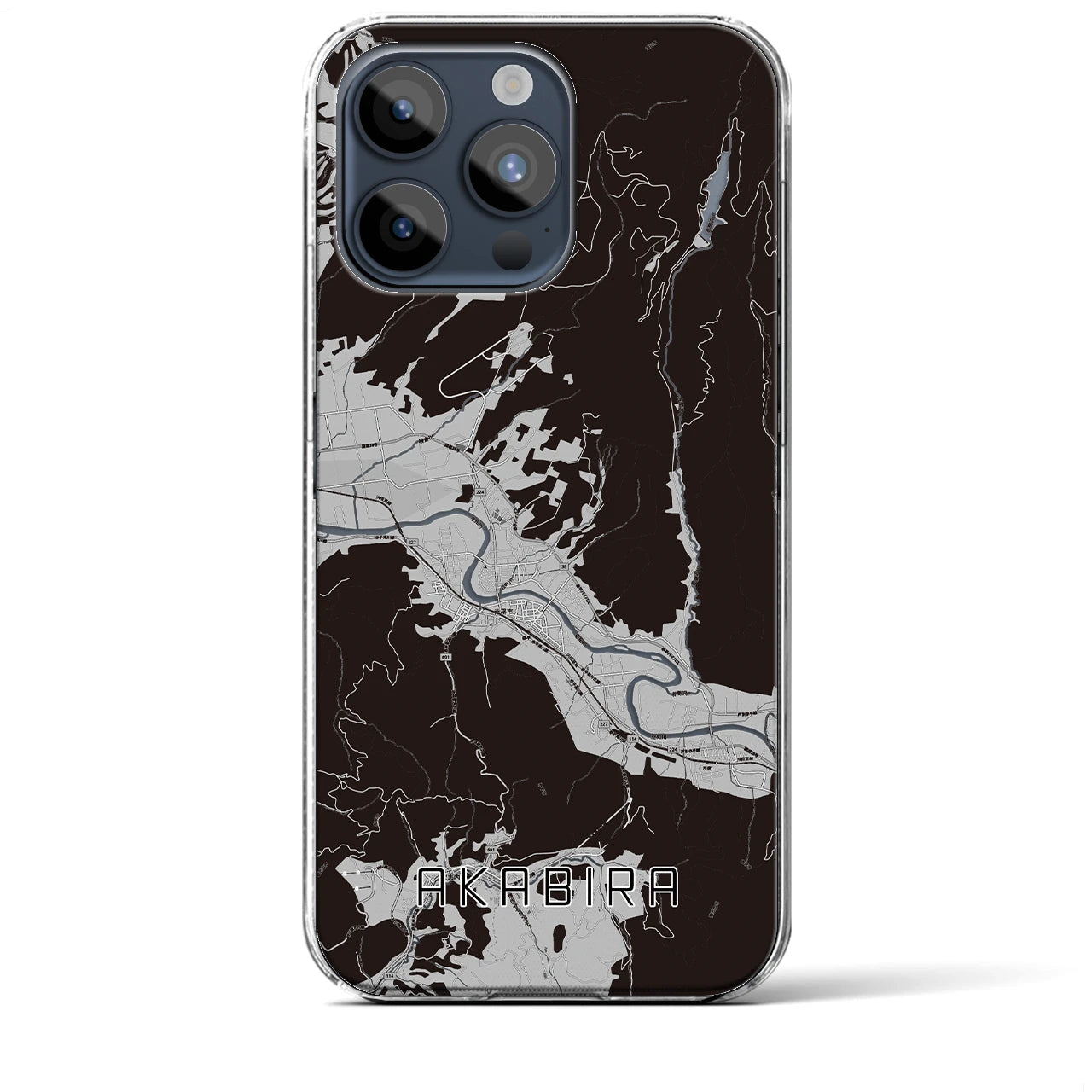 【赤平】地図柄iPhoneケース（クリアタイプ・モノトーン）iPhone 15 Pro Max 用