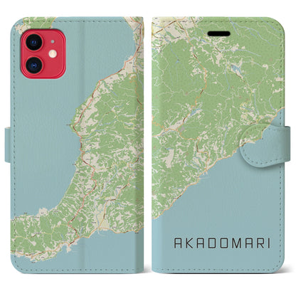 【赤泊（新潟県）】地図柄iPhoneケース（手帳タイプ）ナチュラル・iPhone 11 用
