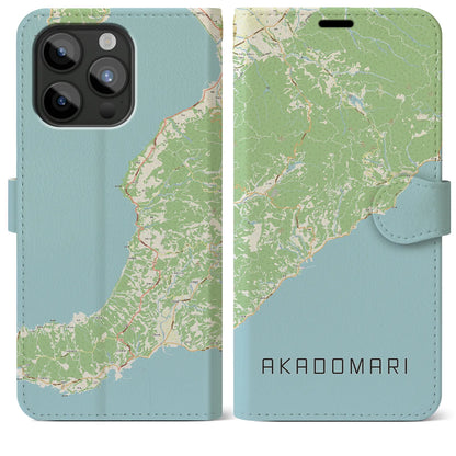 【赤泊（新潟県）】地図柄iPhoneケース（手帳タイプ）ナチュラル・iPhone 15 Pro Max 用
