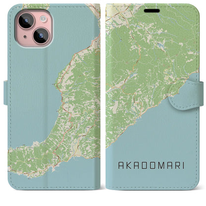 【赤泊（新潟県）】地図柄iPhoneケース（手帳タイプ）ナチュラル・iPhone 15 Plus 用