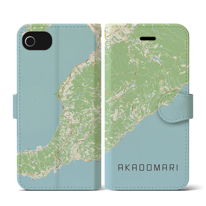 【赤泊（新潟県）】地図柄iPhoneケース（手帳タイプ）ナチュラル・iPhone SE（第3 / 第2世代） / 8 / 7 / 6s / 6 用