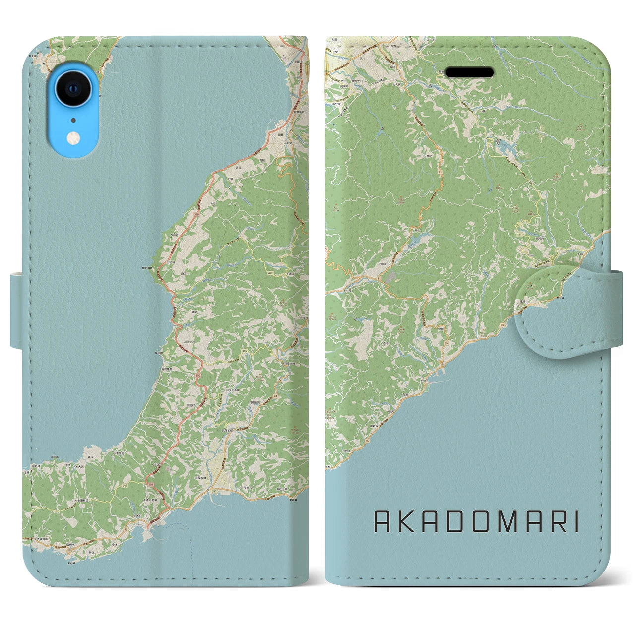 【赤泊】地図柄iPhoneケース（手帳両面タイプ・ナチュラル）iPhone XR 用
