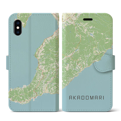 【赤泊（新潟県）】地図柄iPhoneケース（手帳タイプ）ナチュラル・iPhone XS / X 用