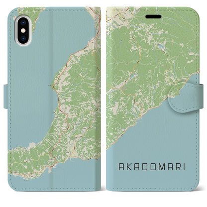 【赤泊（新潟県）】地図柄iPhoneケース（手帳タイプ）ナチュラル・iPhone XS Max 用