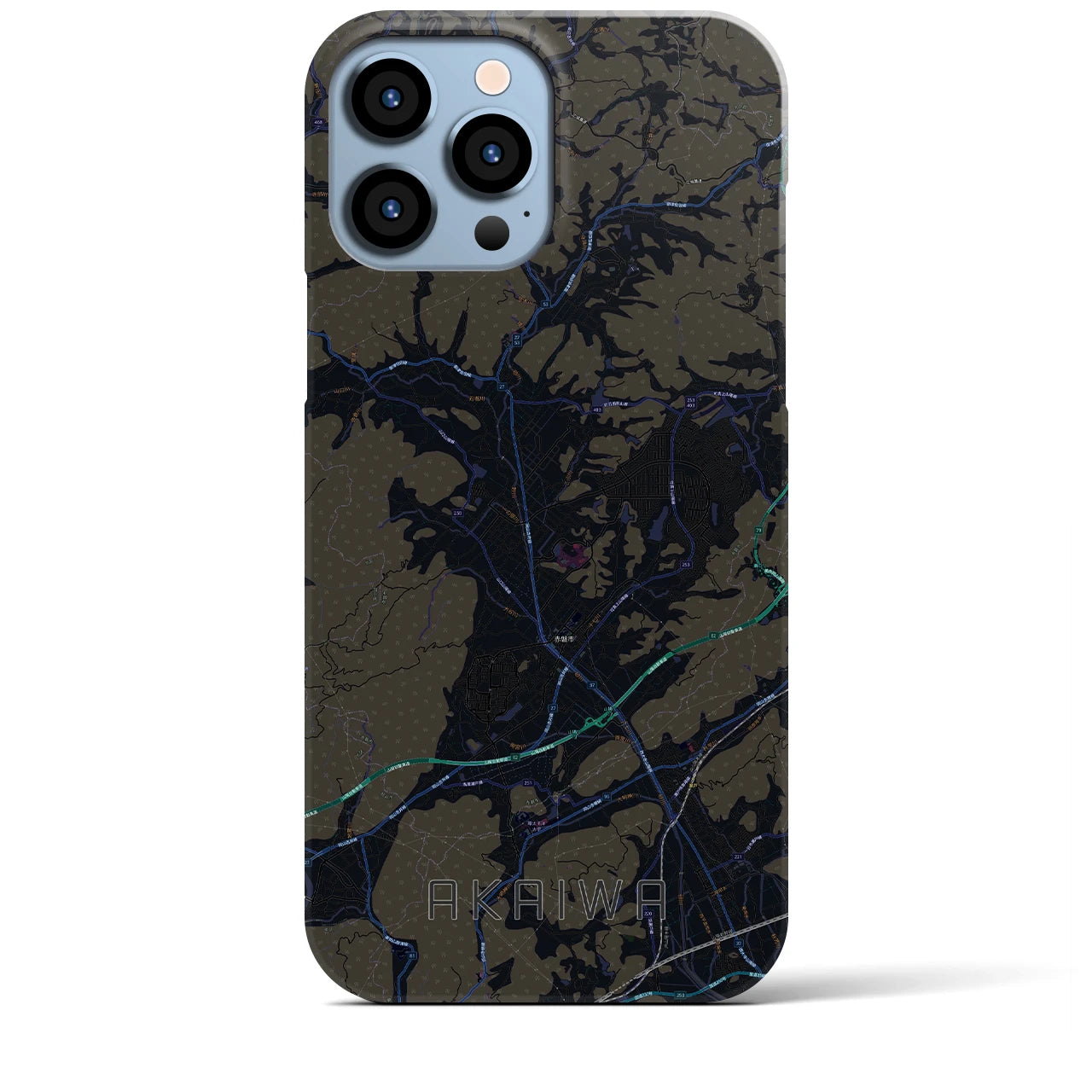 【赤磐】地図柄iPhoneケース（バックカバータイプ・ブラック）iPhone 13 Pro Max 用