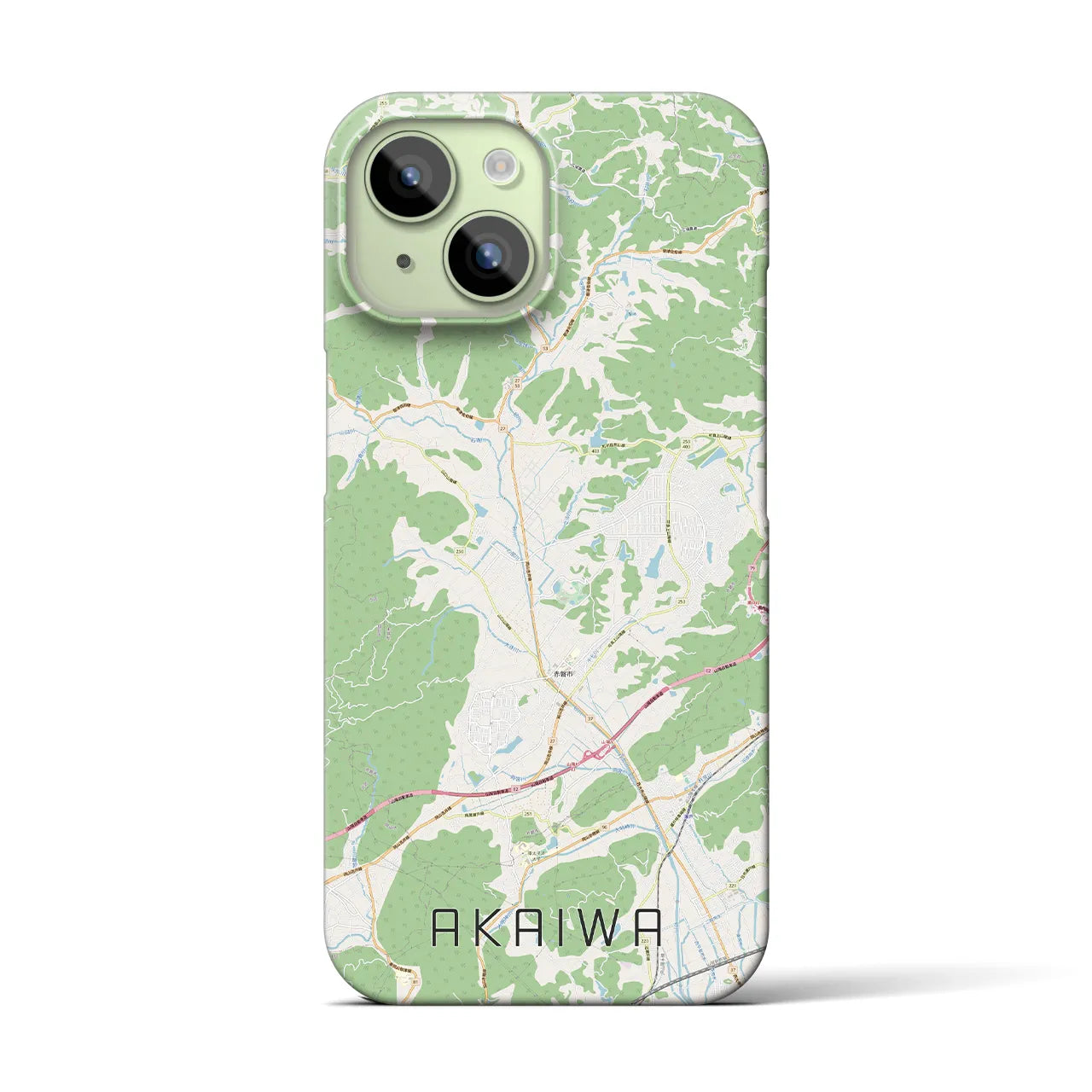 【赤磐】地図柄iPhoneケース（バックカバータイプ・ナチュラル）iPhone 15 用