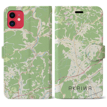 【赤磐（岡山県）】地図柄iPhoneケース（手帳タイプ）ナチュラル・iPhone 11 用