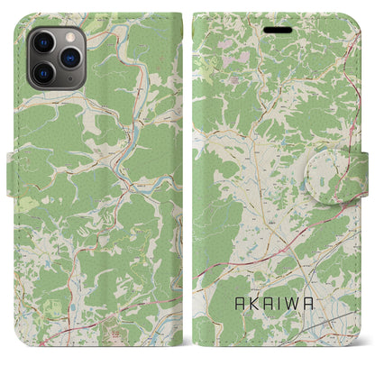 【赤磐（岡山県）】地図柄iPhoneケース（手帳タイプ）ナチュラル・iPhone 11 Pro Max 用