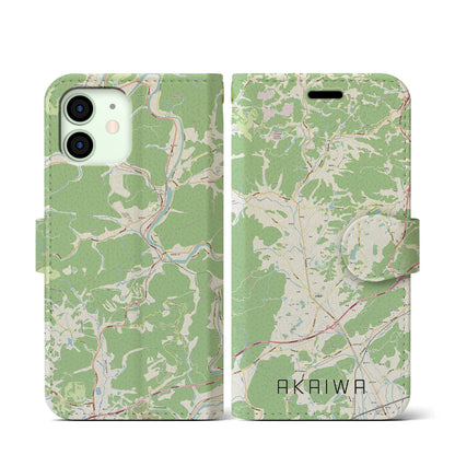 【赤磐（岡山県）】地図柄iPhoneケース（手帳タイプ）ナチュラル・iPhone 12 mini 用