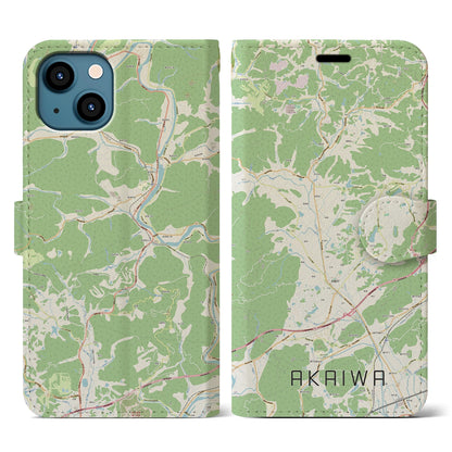 【赤磐（岡山県）】地図柄iPhoneケース（手帳タイプ）ナチュラル・iPhone 13 用