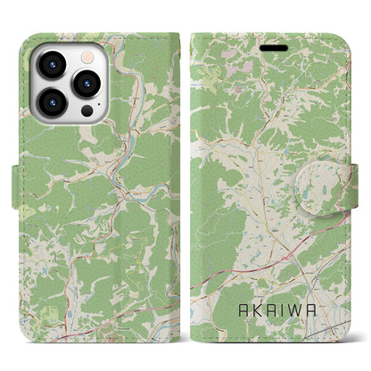 【赤磐（岡山県）】地図柄iPhoneケース（手帳タイプ）ナチュラル・iPhone 13 Pro 用