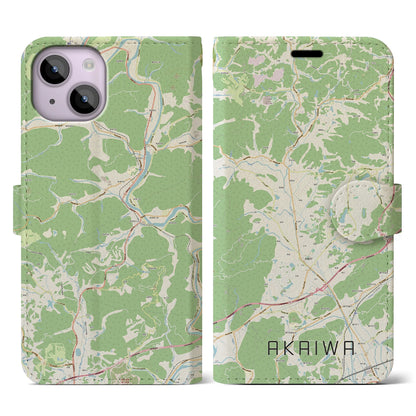 【赤磐（岡山県）】地図柄iPhoneケース（手帳タイプ）ナチュラル・iPhone 14 用