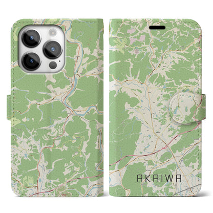 【赤磐（岡山県）】地図柄iPhoneケース（手帳タイプ）ナチュラル・iPhone 14 Pro 用