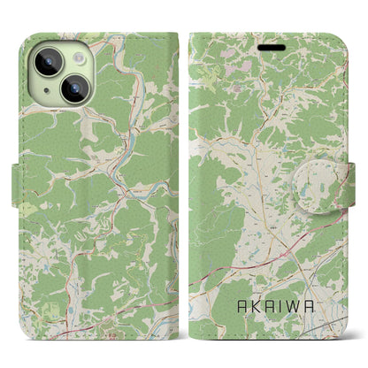 【赤磐（岡山県）】地図柄iPhoneケース（手帳タイプ）ナチュラル・iPhone 15 用