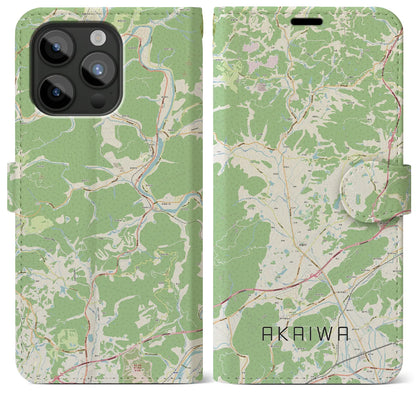 【赤磐（岡山県）】地図柄iPhoneケース（手帳タイプ）ナチュラル・iPhone 15 Pro Max 用