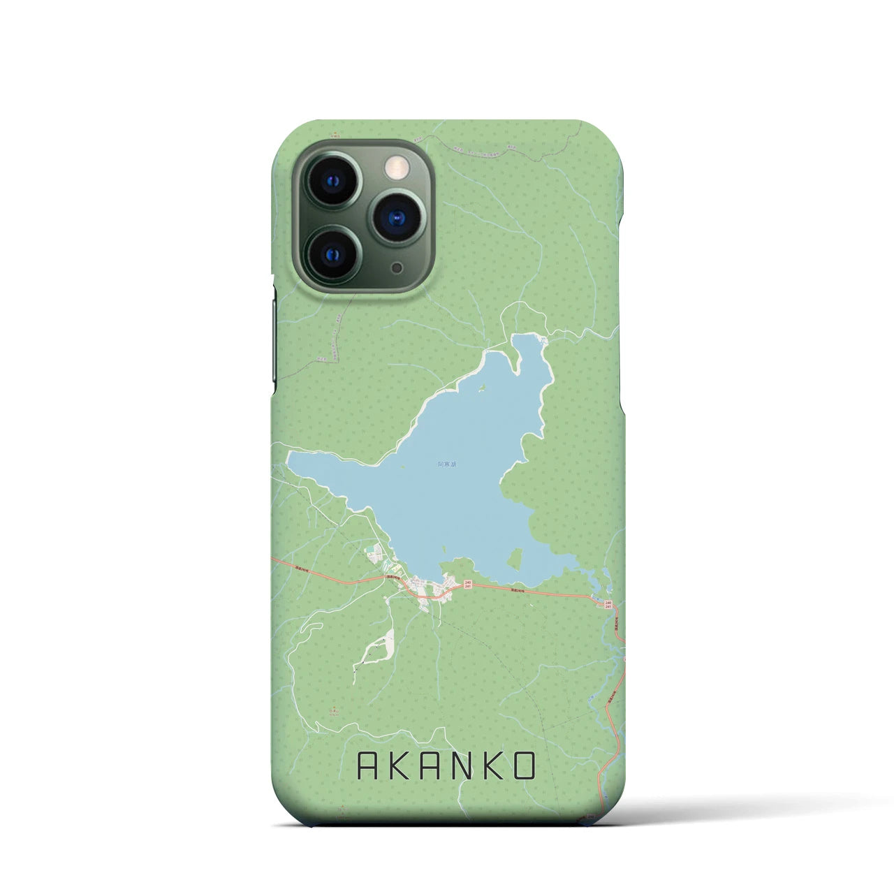 【阿寒湖】地図柄iPhoneケース（バックカバータイプ・ナチュラル）iPhone 11 Pro 用