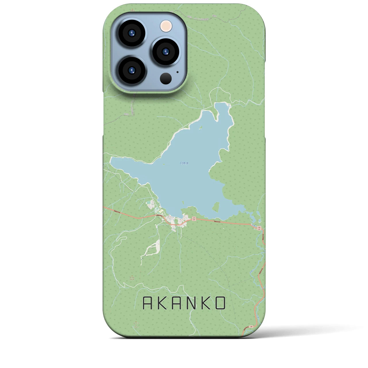 【阿寒湖】地図柄iPhoneケース（バックカバータイプ・ナチュラル）iPhone 13 Pro Max 用