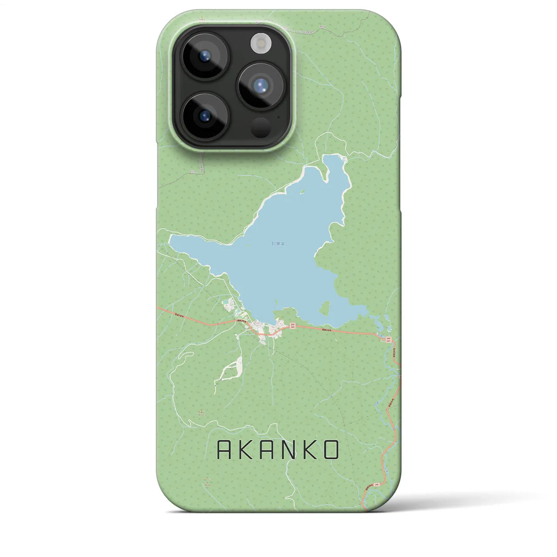 【阿寒湖】地図柄iPhoneケース（バックカバータイプ・ナチュラル）iPhone 15 Pro Max 用