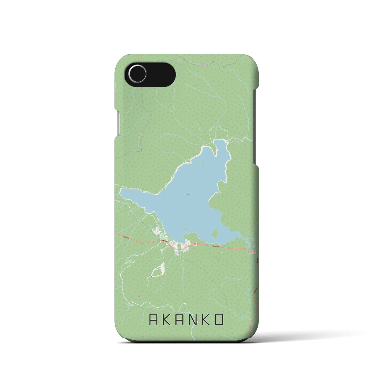 【阿寒湖】地図柄iPhoneケース（バックカバータイプ・ナチュラル）iPhone SE（第3 / 第2世代） / 8 / 7 / 6s / 6 用