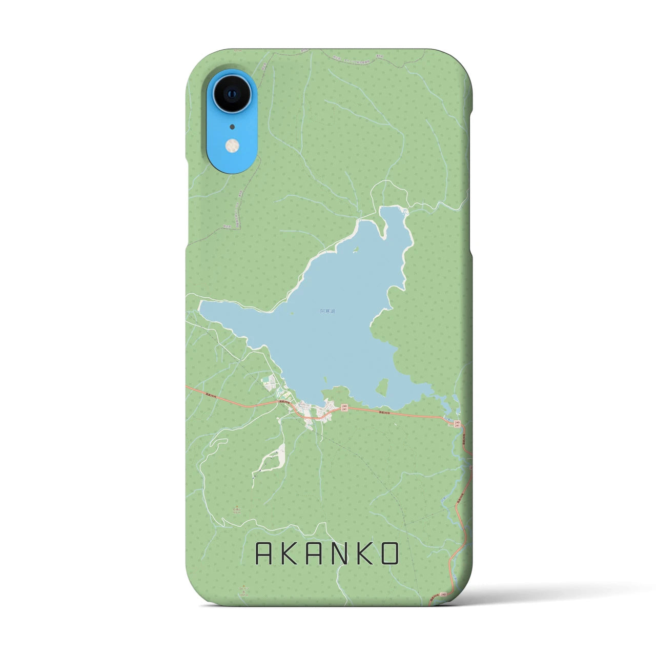 【阿寒湖】地図柄iPhoneケース（バックカバータイプ・ナチュラル）iPhone XR 用