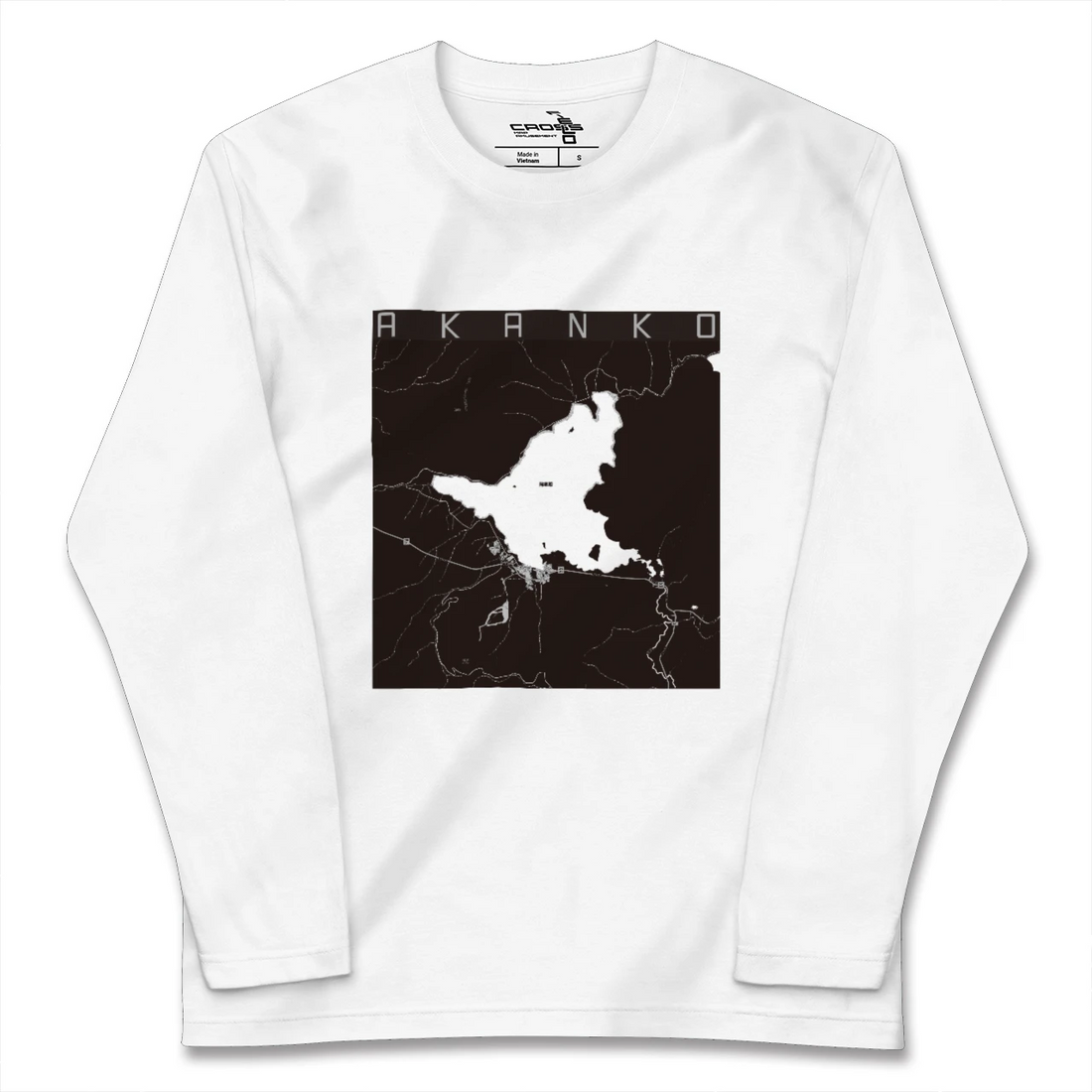 【阿寒湖（北海道）】地図柄ロングスリーブTシャツ