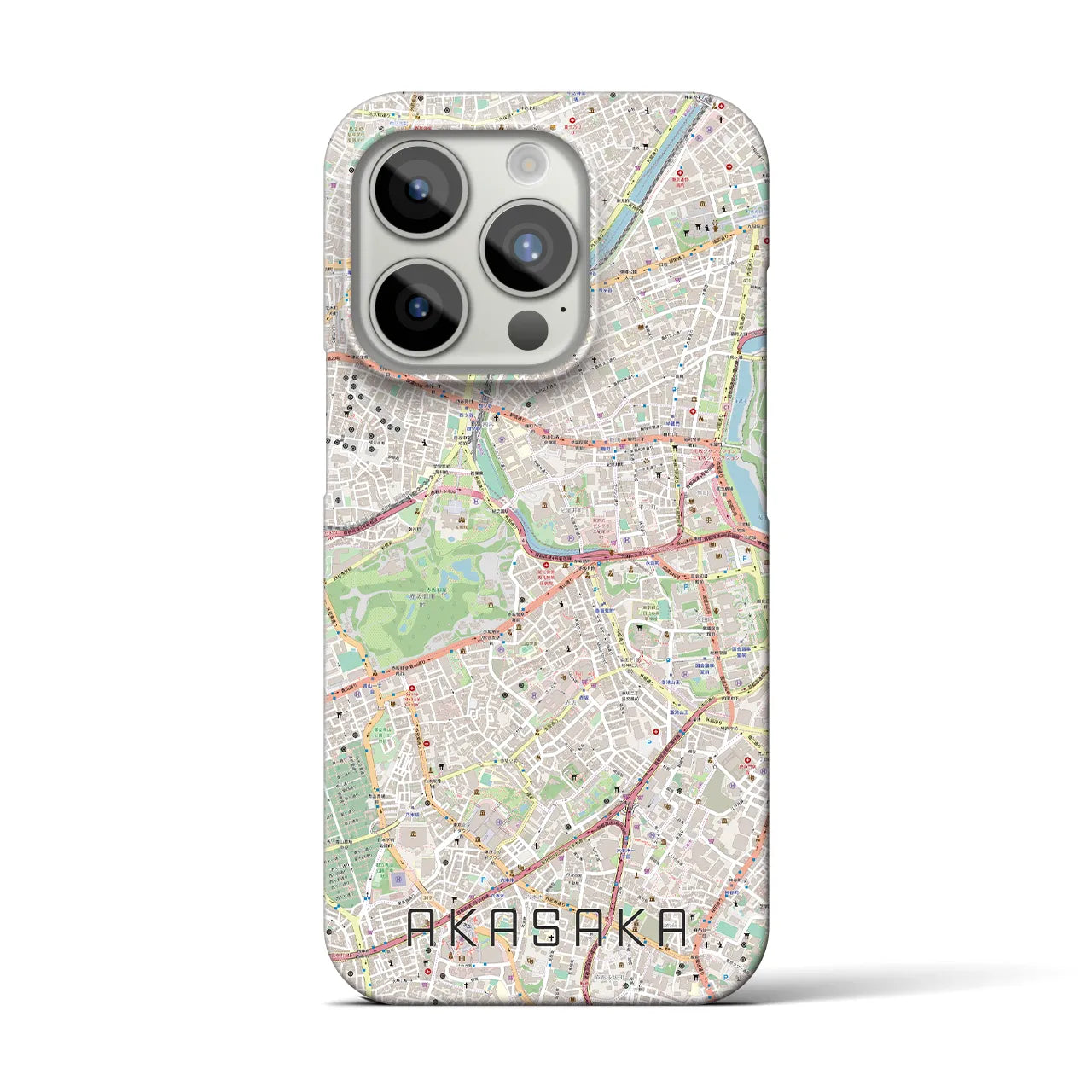 【赤坂】地図柄iPhoneケース（バックカバータイプ・ナチュラル）iPhone 15 Pro 用