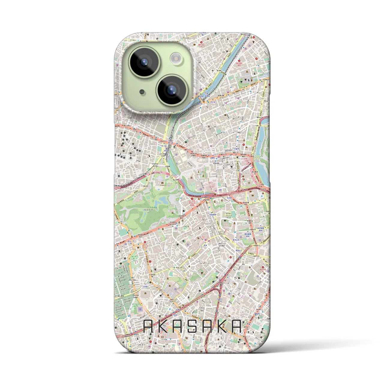 【赤坂】地図柄iPhoneケース（バックカバータイプ・ナチュラル）iPhone 15 用