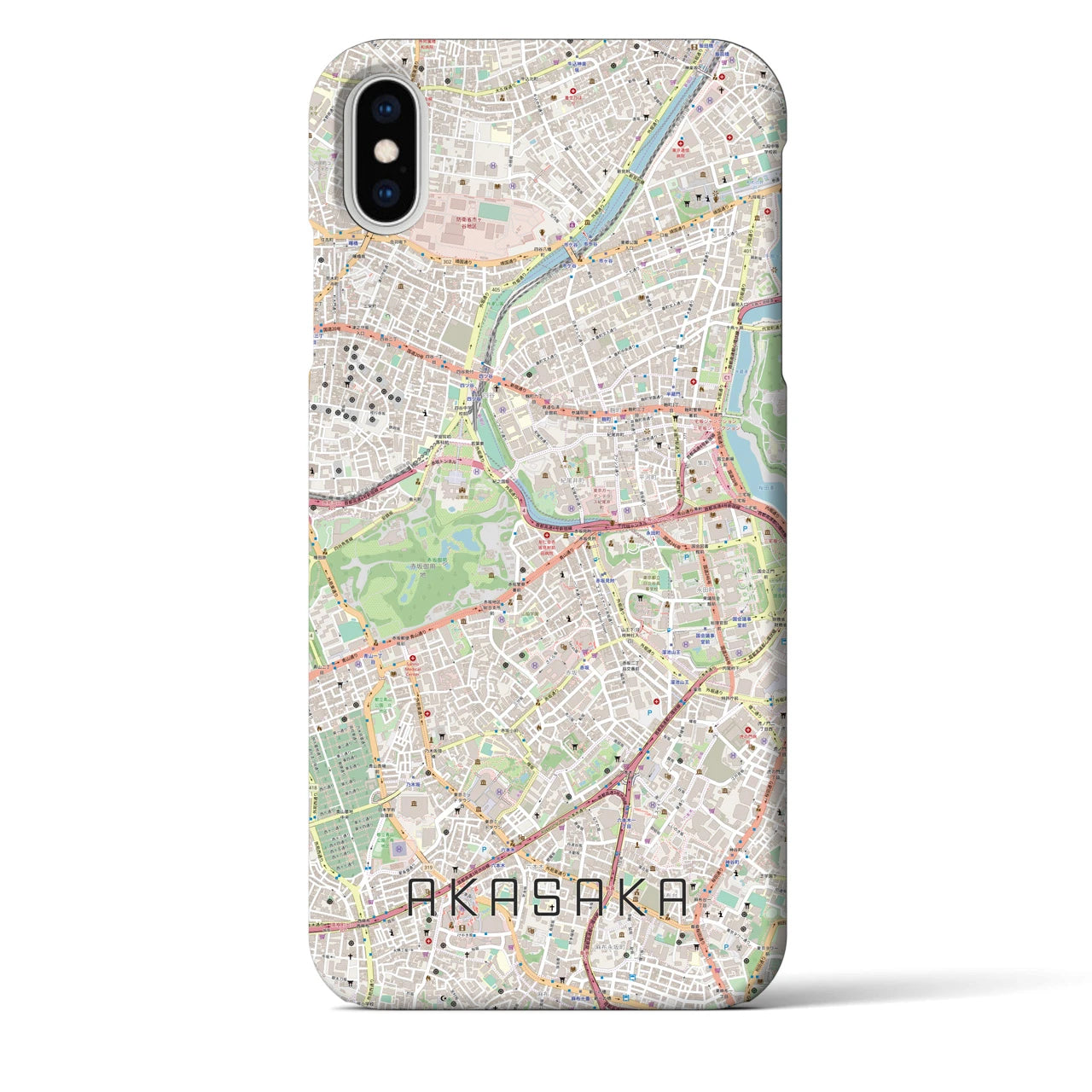 【赤坂】地図柄iPhoneケース（バックカバータイプ・ナチュラル）iPhone XS Max 用
