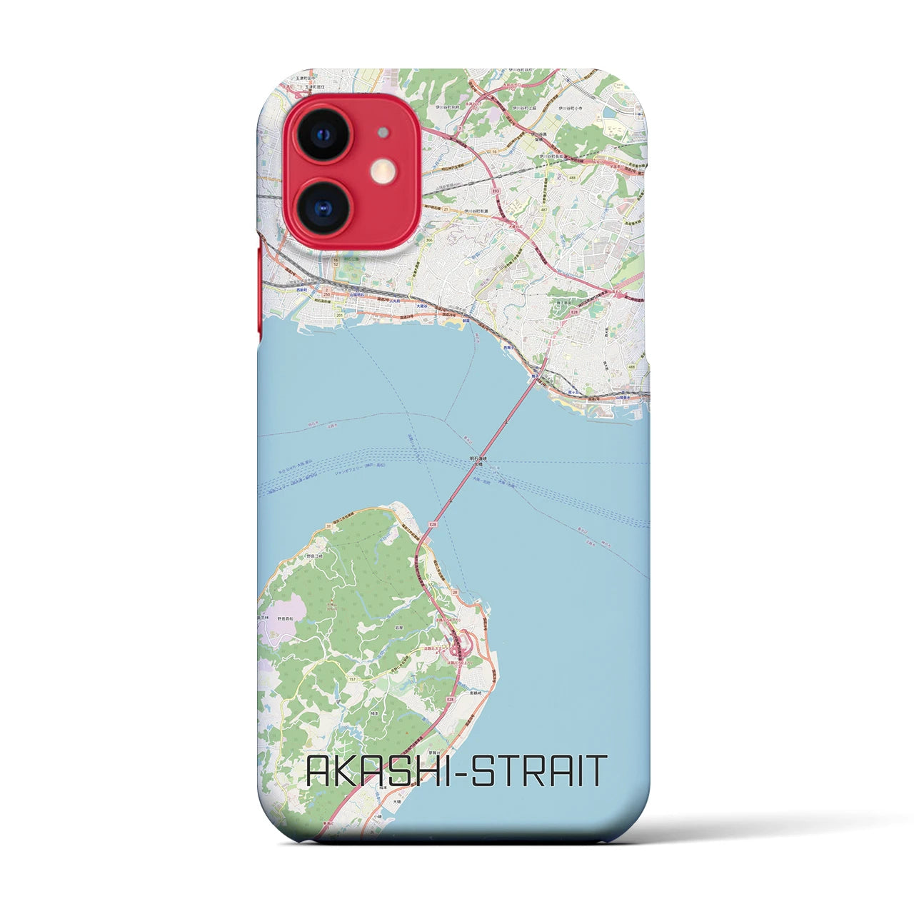 【明石海峡】地図柄iPhoneケース（バックカバータイプ・ナチュラル）iPhone 11 用