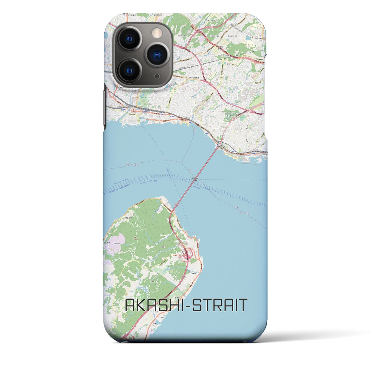 【明石海峡】地図柄iPhoneケース（バックカバータイプ・ナチュラル）iPhone 11 Pro Max 用