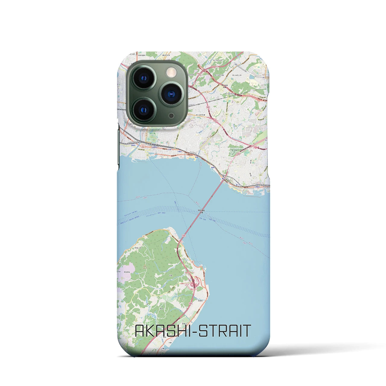 【明石海峡】地図柄iPhoneケース（バックカバータイプ・ナチュラル）iPhone 11 Pro 用