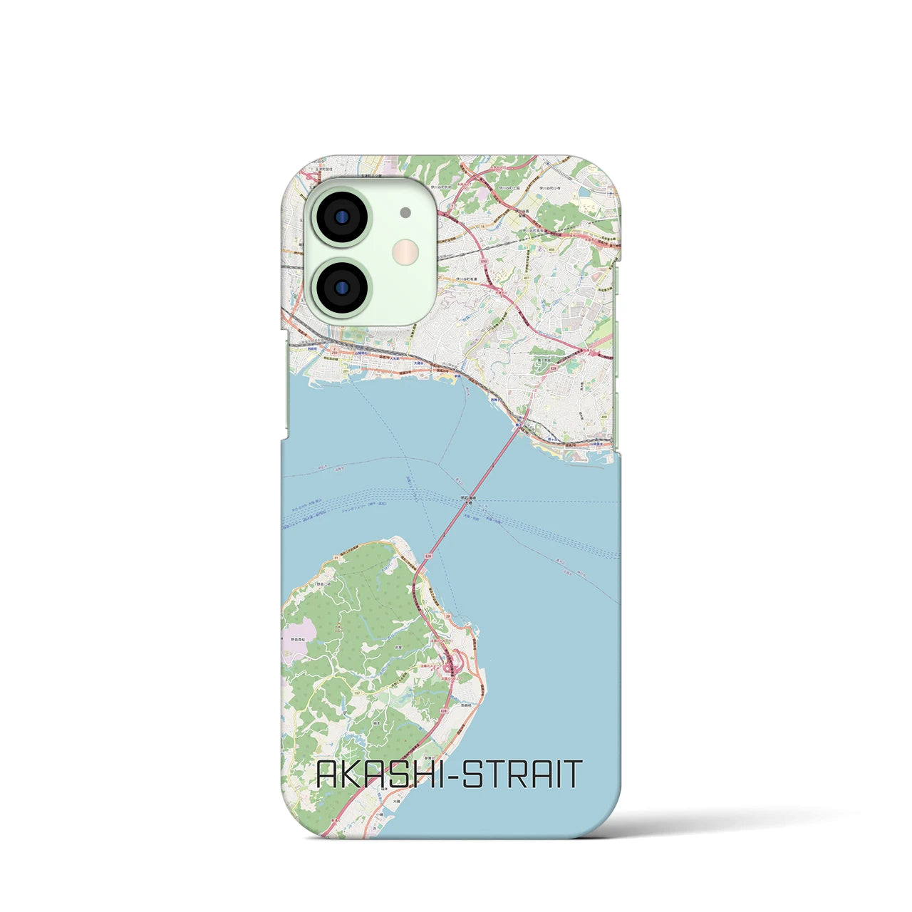 【明石海峡】地図柄iPhoneケース（バックカバータイプ・ナチュラル）iPhone 12 mini 用