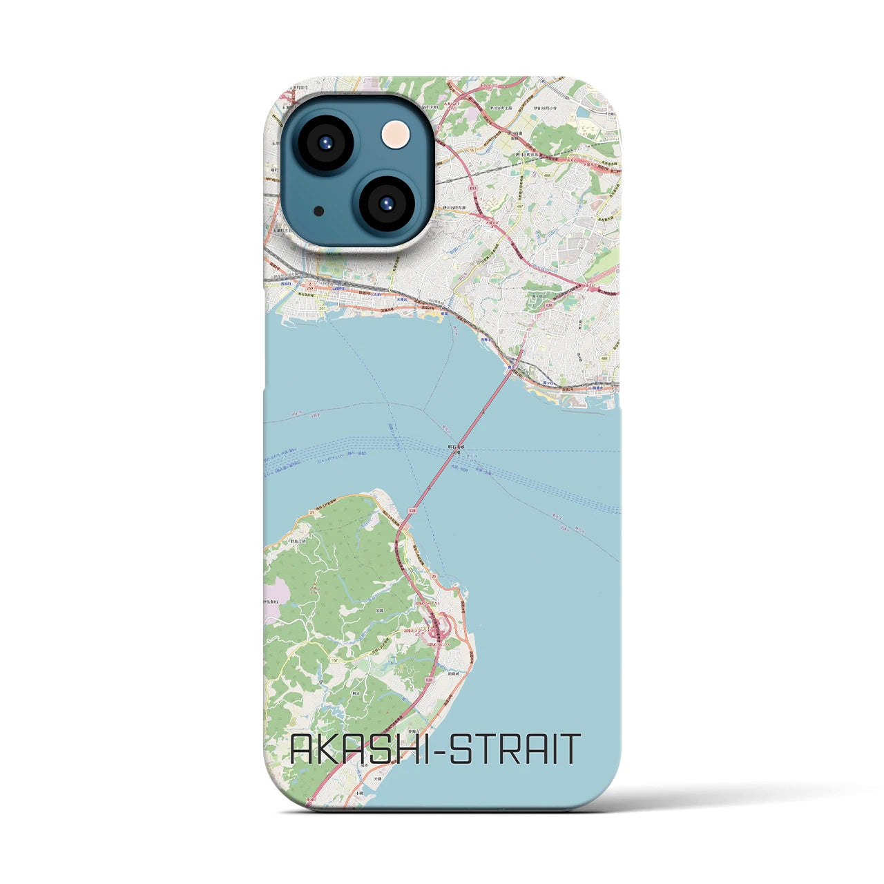 【明石海峡】地図柄iPhoneケース（バックカバータイプ・ナチュラル）iPhone 13 用