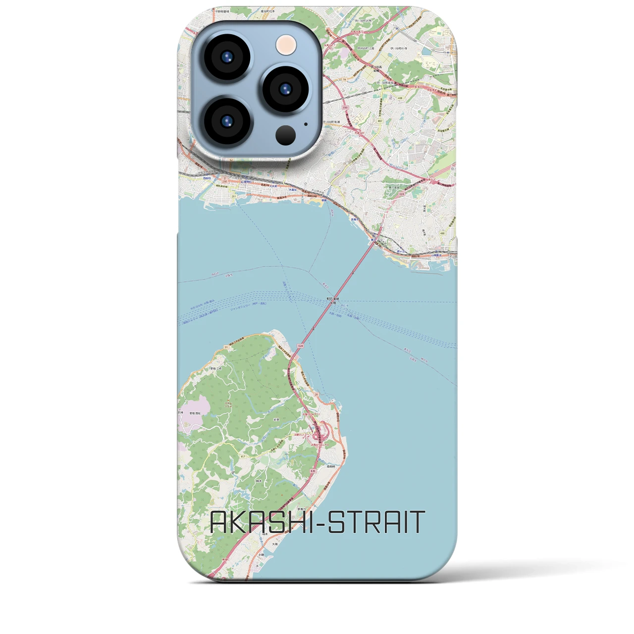 【明石海峡】地図柄iPhoneケース（バックカバータイプ・ナチュラル）iPhone 13 Pro Max 用