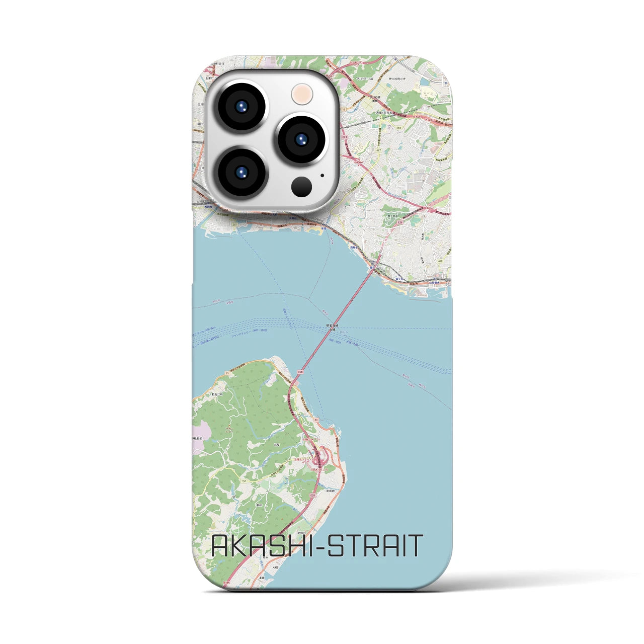 【明石海峡】地図柄iPhoneケース（バックカバータイプ・ナチュラル）iPhone 13 Pro 用