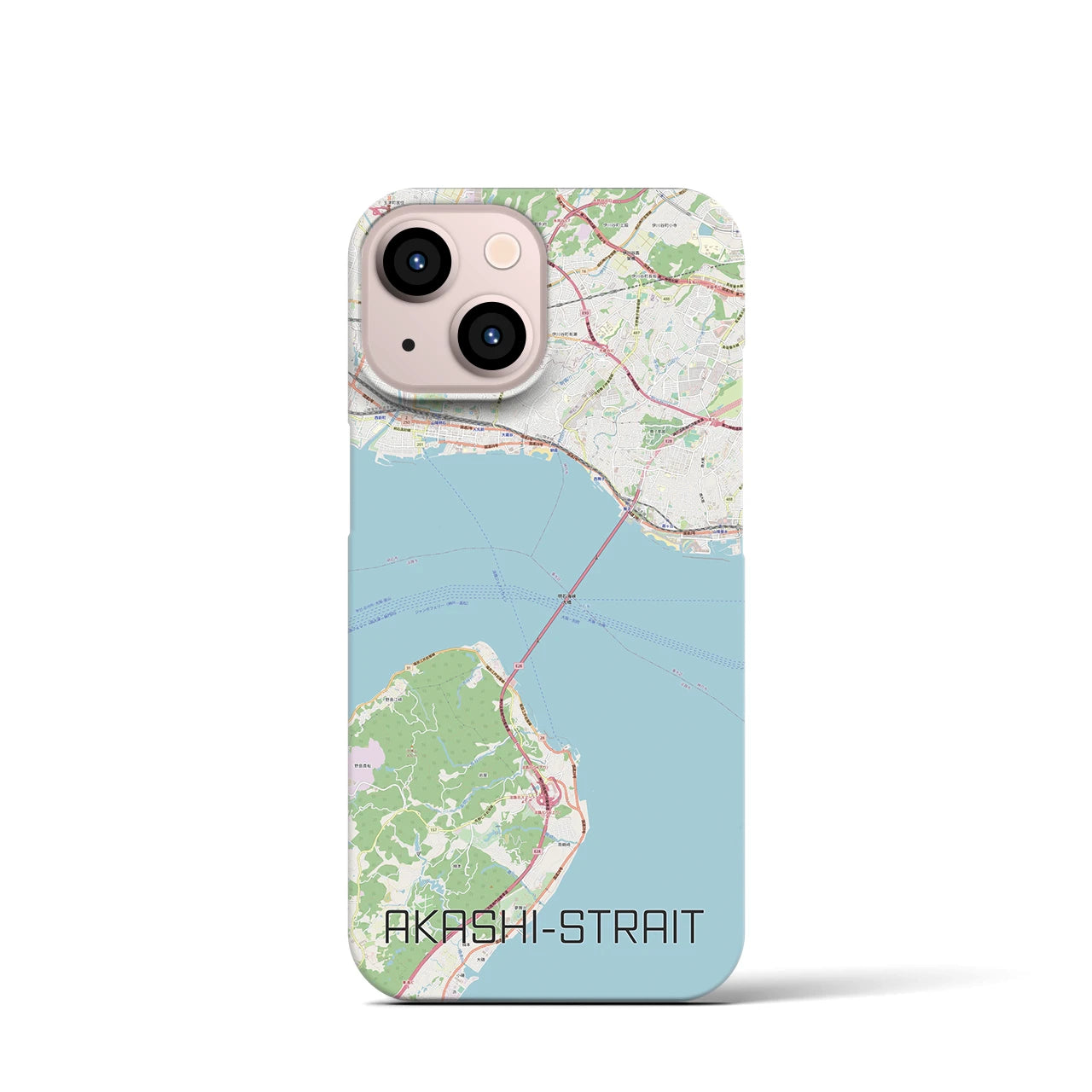 【明石海峡】地図柄iPhoneケース（バックカバータイプ・ナチュラル）iPhone 13 mini 用