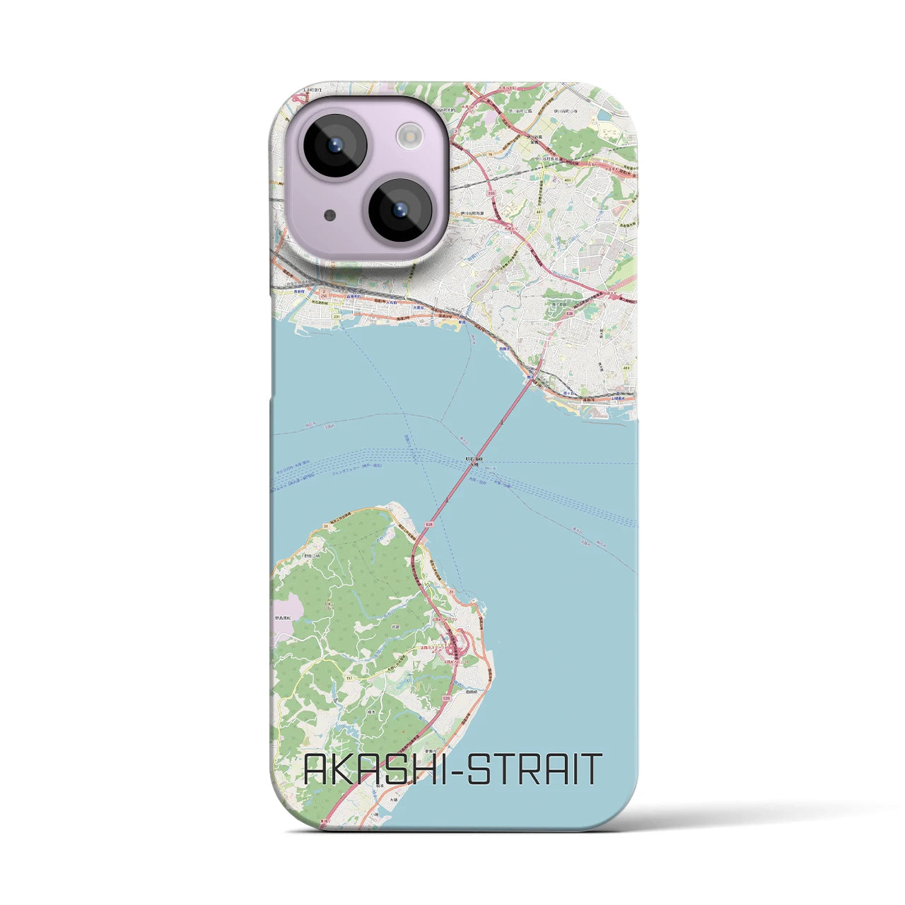 【明石海峡】地図柄iPhoneケース（バックカバータイプ・ナチュラル）iPhone 14 用