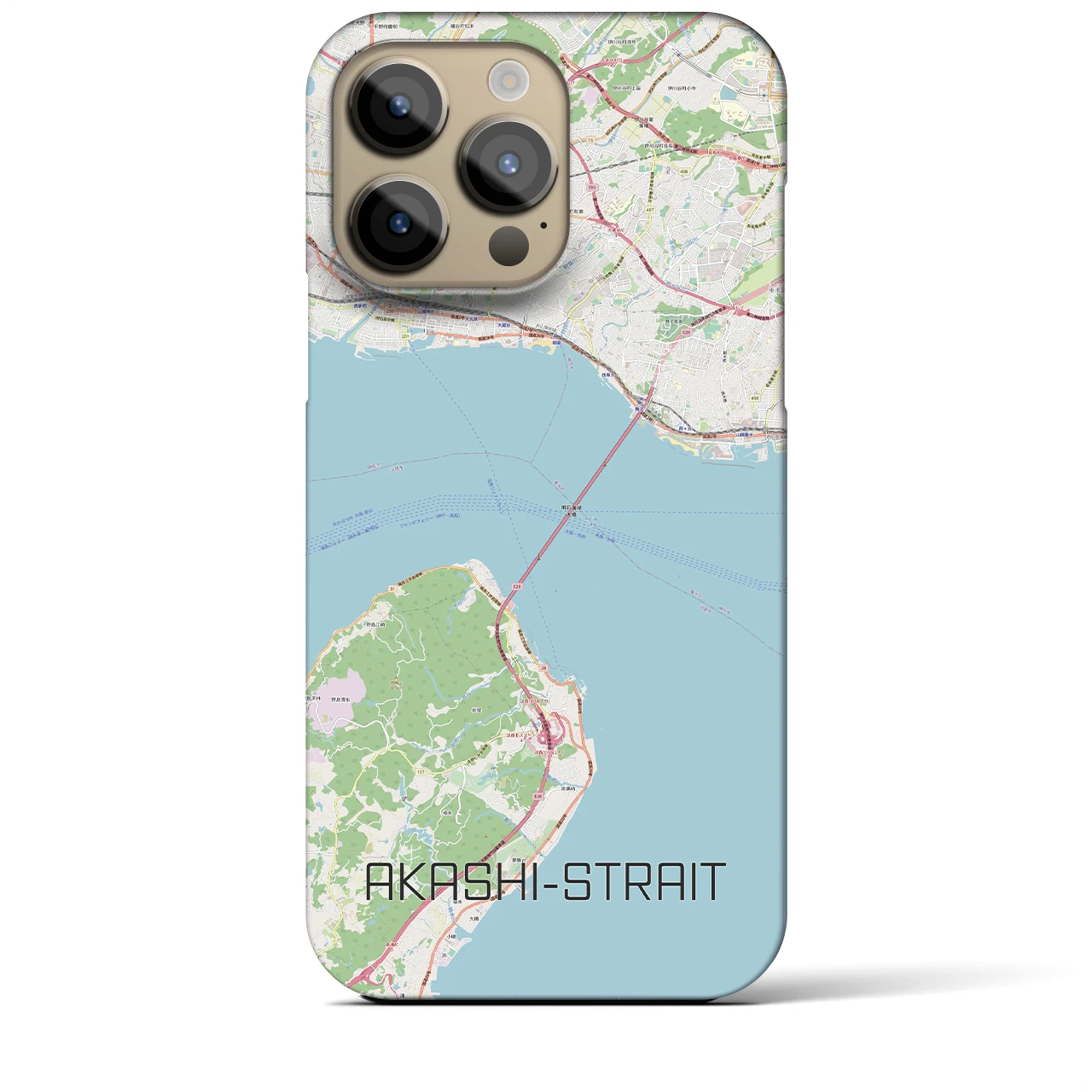 【明石海峡】地図柄iPhoneケース（バックカバータイプ・ナチュラル）iPhone 14 Pro Max 用