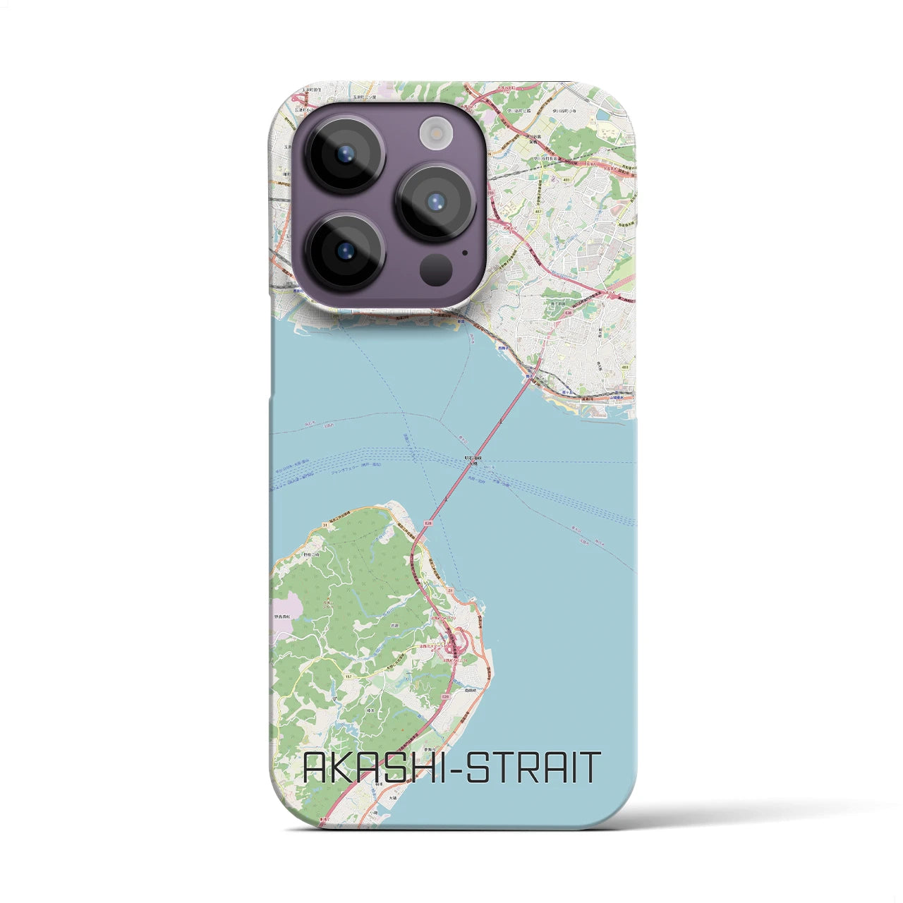 【明石海峡】地図柄iPhoneケース（バックカバータイプ・ナチュラル）iPhone 14 Pro 用