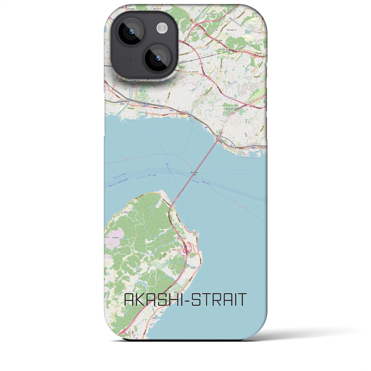 【明石海峡】地図柄iPhoneケース（バックカバータイプ・ナチュラル）iPhone 14 Plus 用