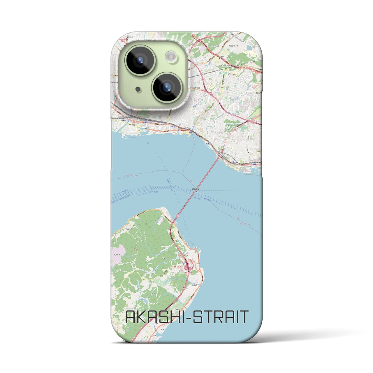 【明石海峡】地図柄iPhoneケース（バックカバータイプ・ナチュラル）iPhone 15 用