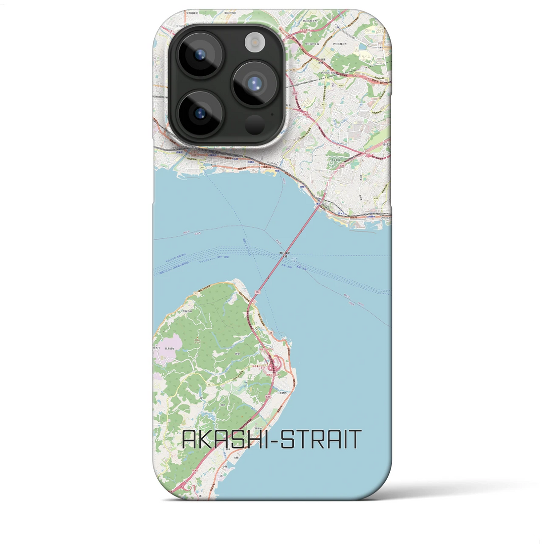 【明石海峡】地図柄iPhoneケース（バックカバータイプ・ナチュラル）iPhone 15 Pro Max 用
