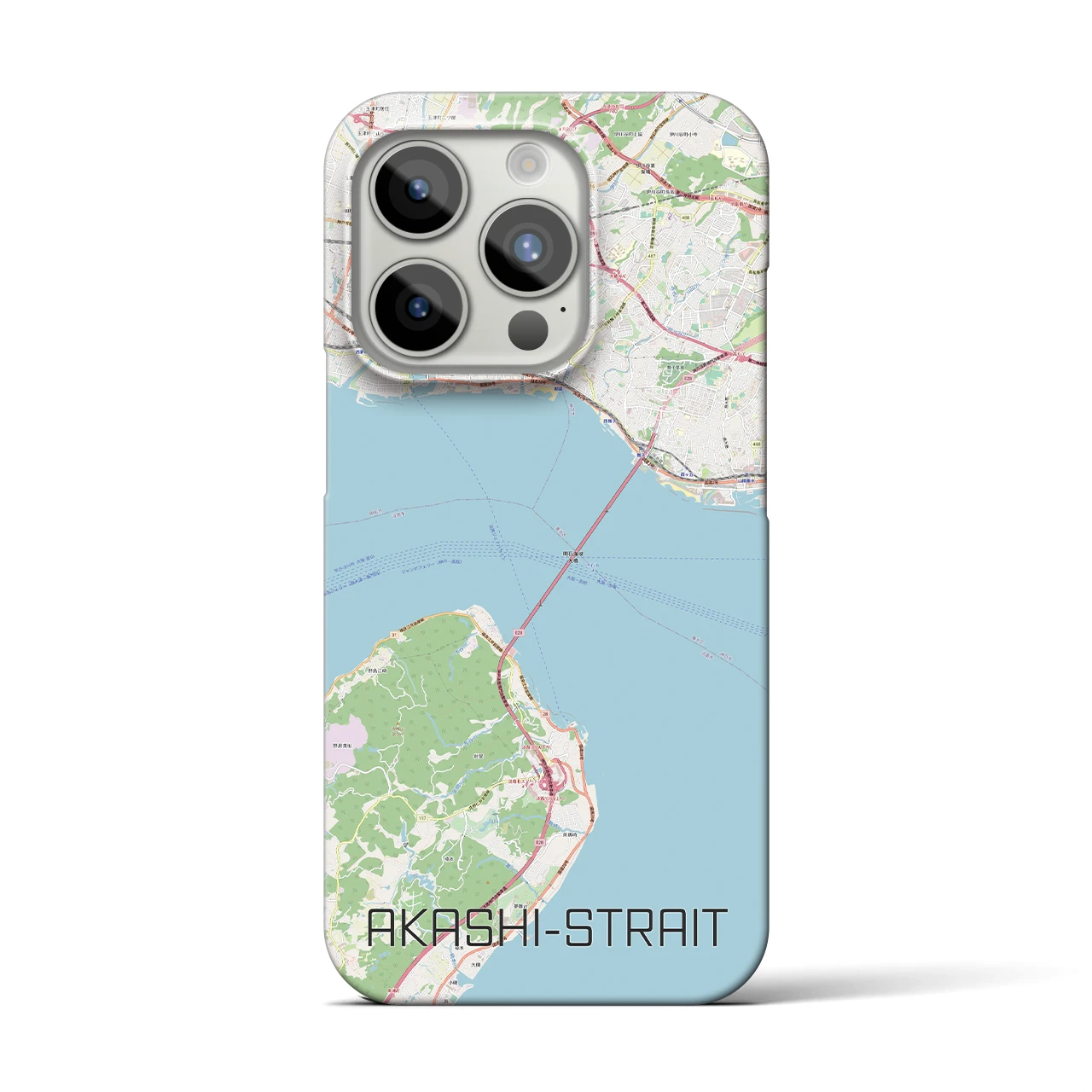 【明石海峡】地図柄iPhoneケース（バックカバータイプ・ナチュラル）iPhone 15 Pro 用