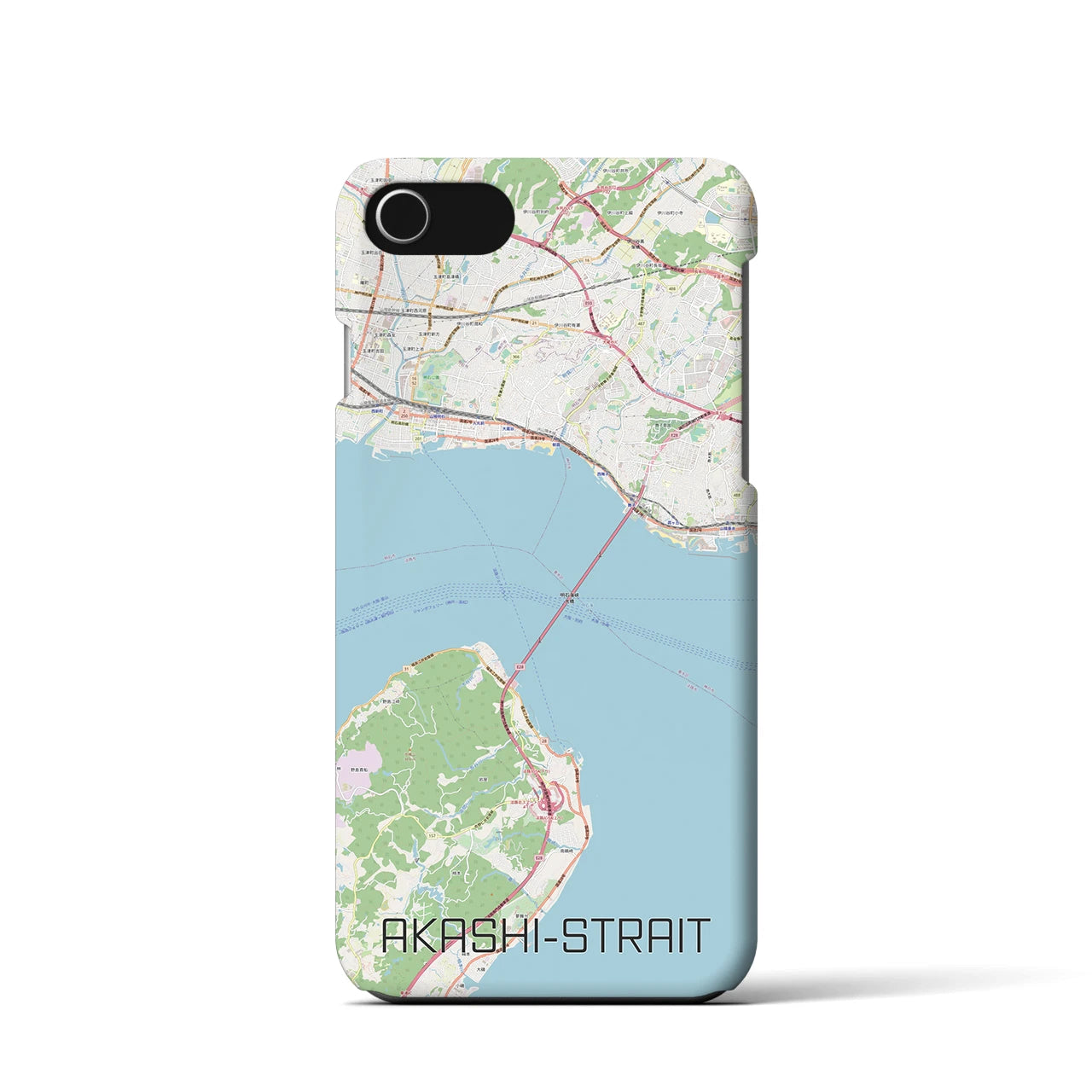 【明石海峡】地図柄iPhoneケース（バックカバータイプ・ナチュラル）iPhone SE（第3 / 第2世代） / 8 / 7 / 6s / 6 用