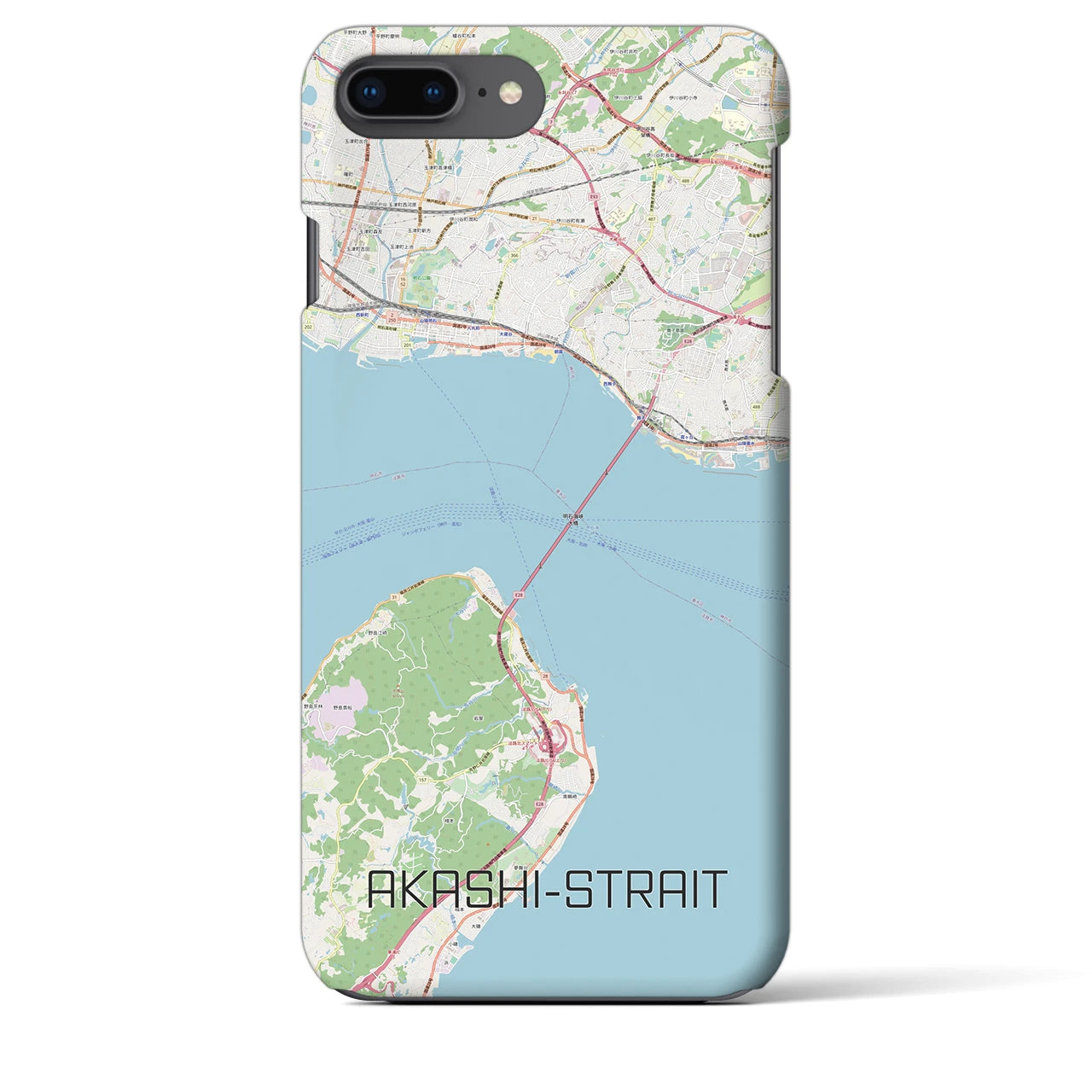 【明石海峡】地図柄iPhoneケース（バックカバータイプ・ナチュラル）iPhone 8Plus /7Plus / 6sPlus / 6Plus 用