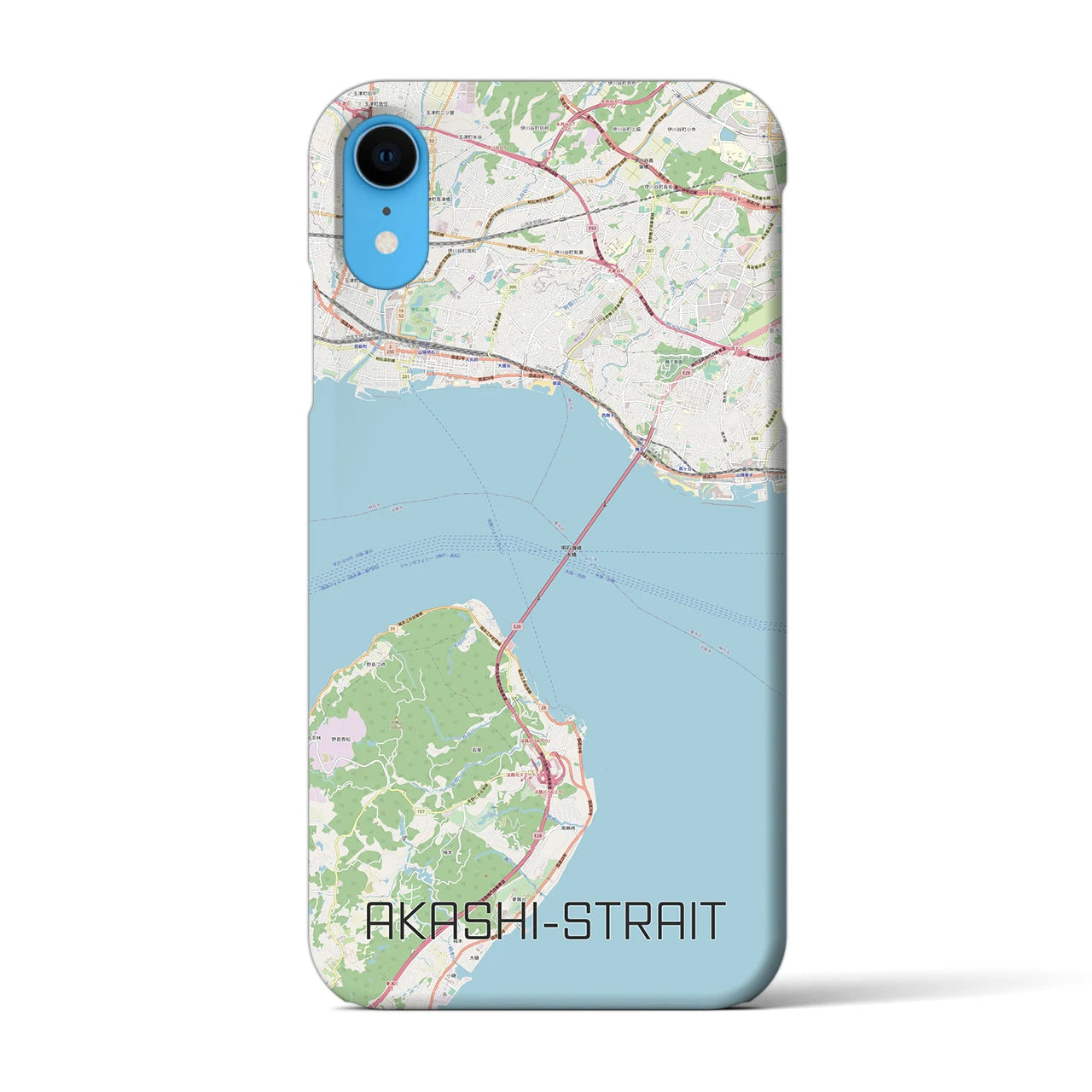 【明石海峡】地図柄iPhoneケース（バックカバータイプ・ナチュラル）iPhone XR 用