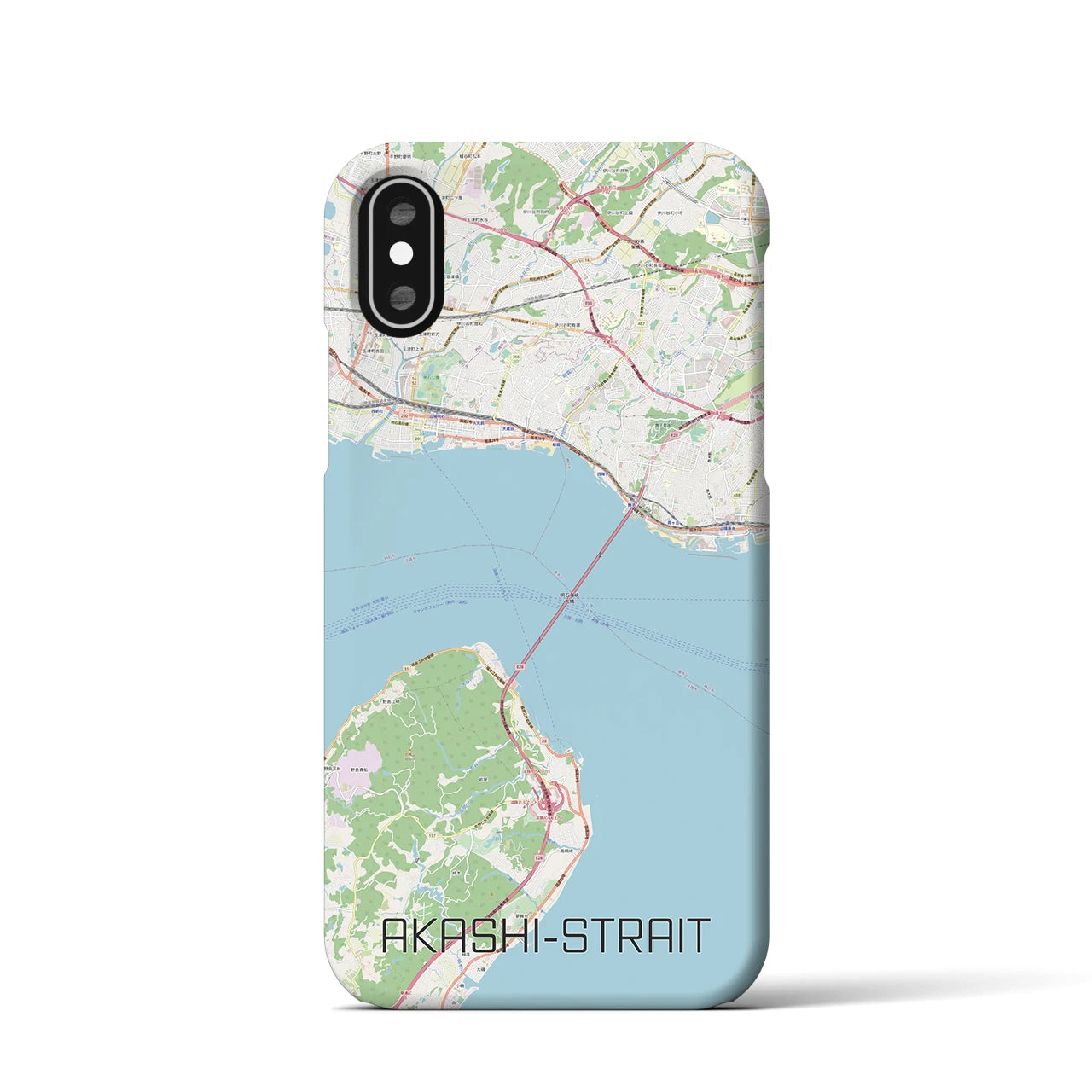 【明石海峡】地図柄iPhoneケース（バックカバータイプ・ナチュラル）iPhone XS / X 用