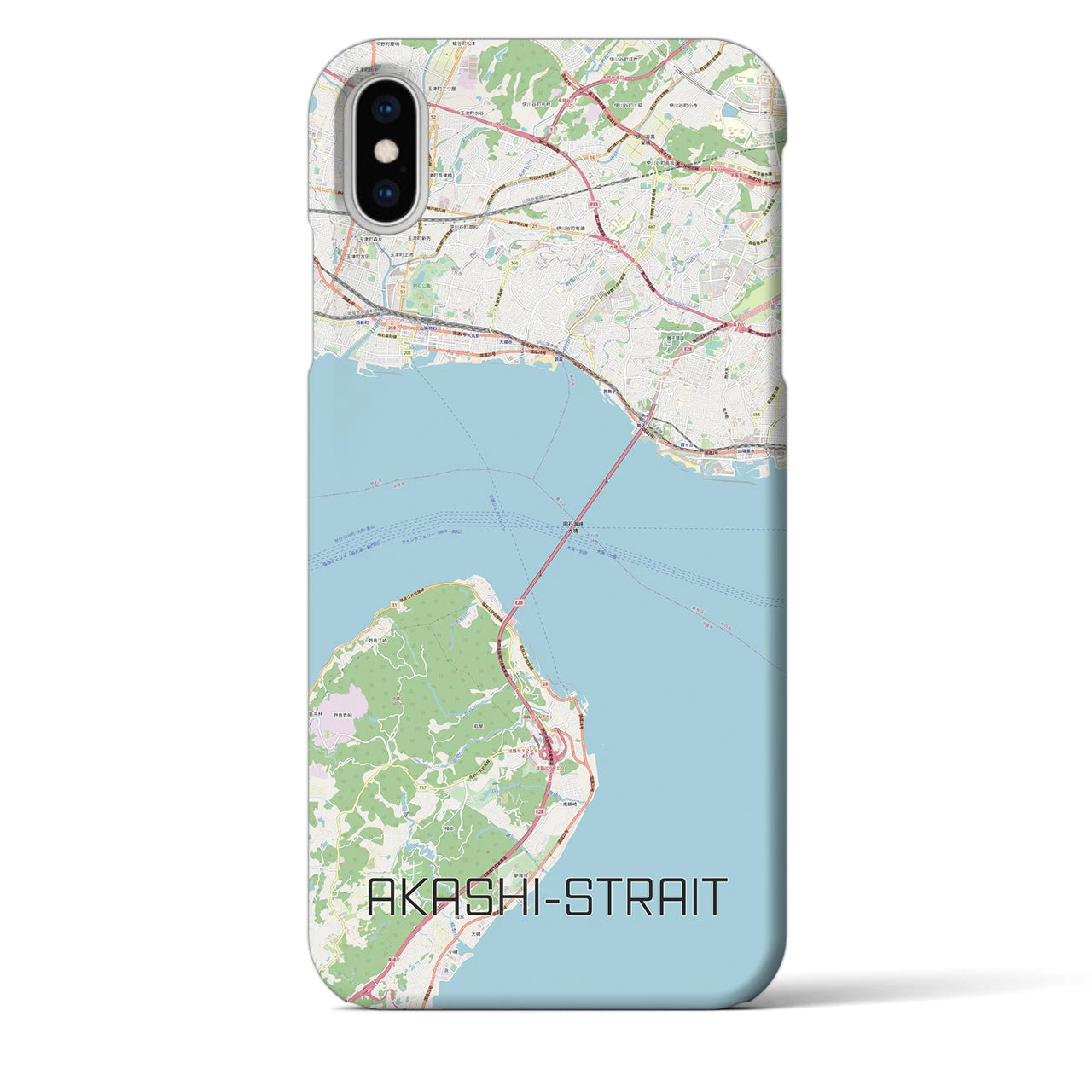 【明石海峡】地図柄iPhoneケース（バックカバータイプ・ナチュラル）iPhone XS Max 用