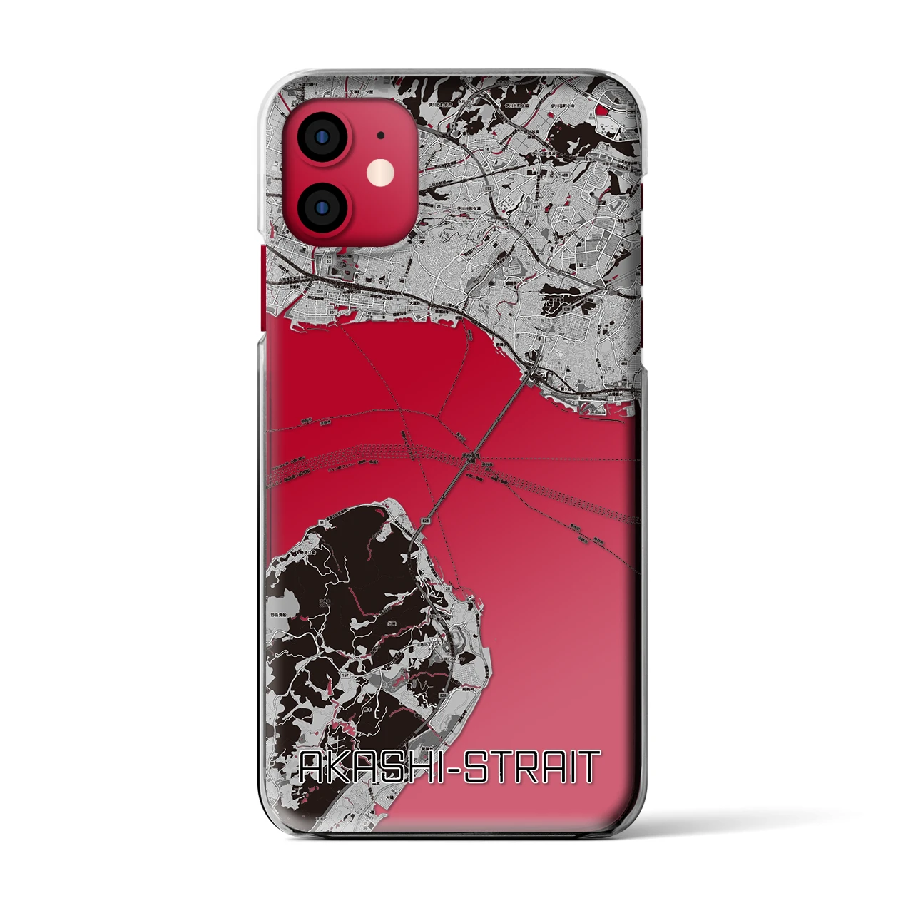 【明石海峡】地図柄iPhoneケース（クリアタイプ・モノトーン）iPhone 11 用
